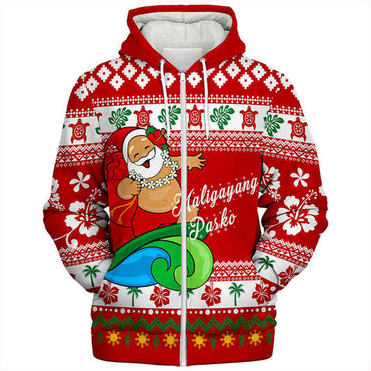 Philippines Filipinos Sherpa Hoodie Santa Claus Ho Ho Ho Christmas