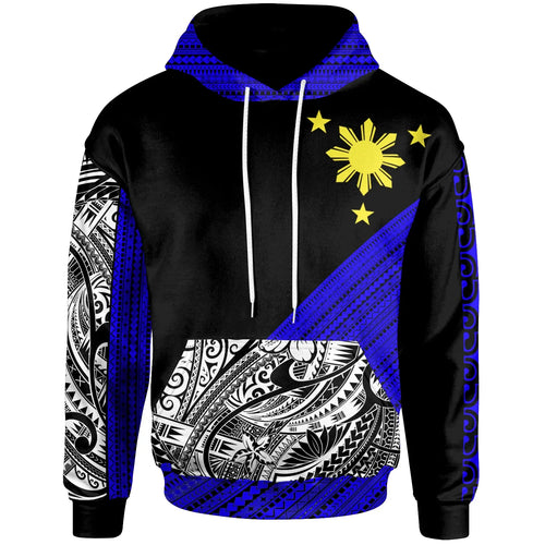 Philippines Custom Personalised  Hoodie - Diagonal Pattern Dark Blue