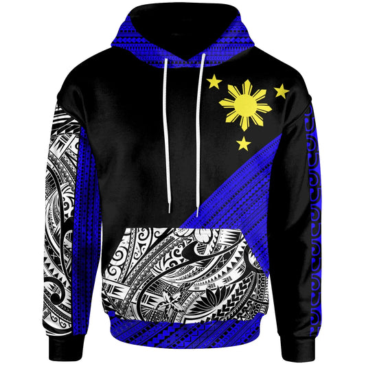 Philippines Custom Personalised  Hoodie - Diagonal Pattern Dark Blue