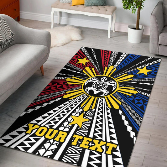 Philippines Custom Personalized Area Rug - Philippines Turtle Flag