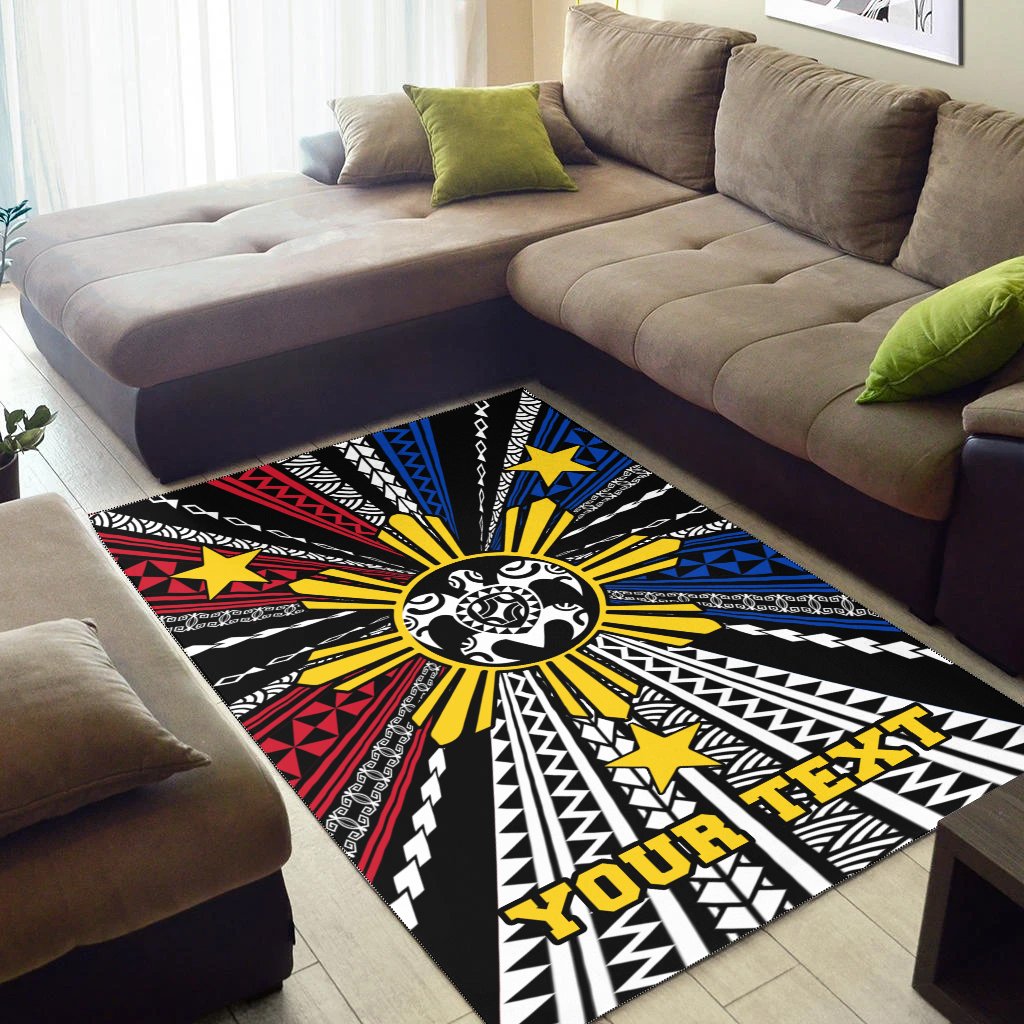 Philippines Custom Personalized Area Rug - Philippines Turtle Flag