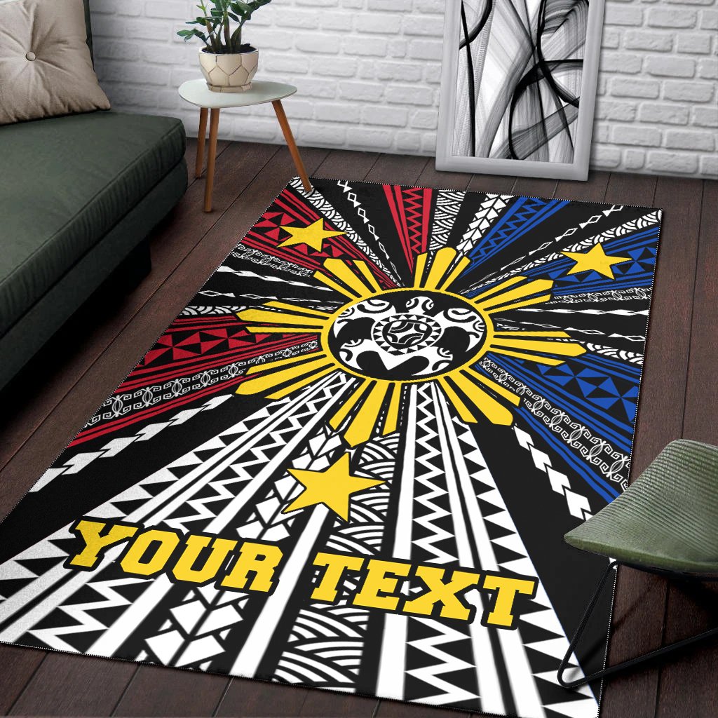 Philippines Custom Personalized Area Rug - Philippines Turtle Flag