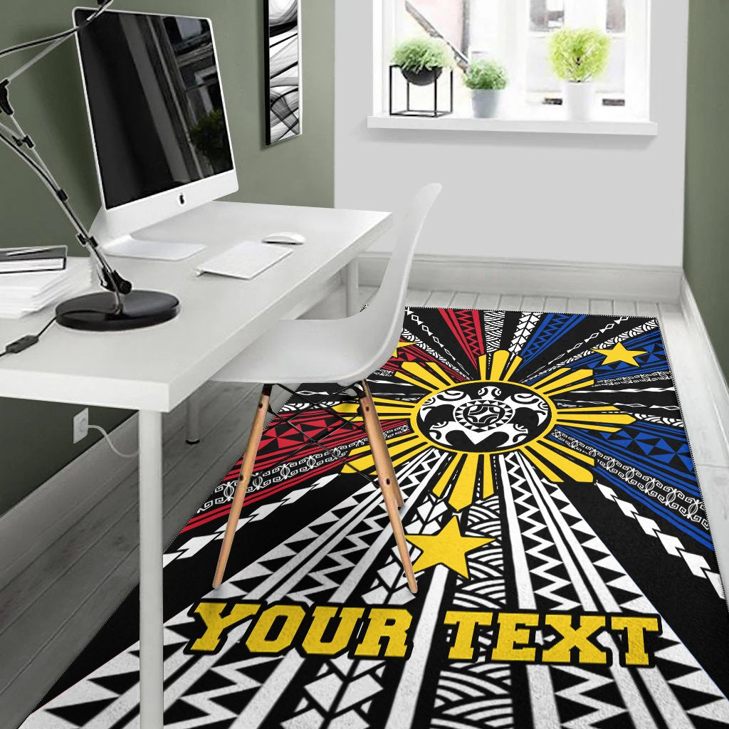 Philippines Custom Personalized Area Rug - Philippines Turtle Flag