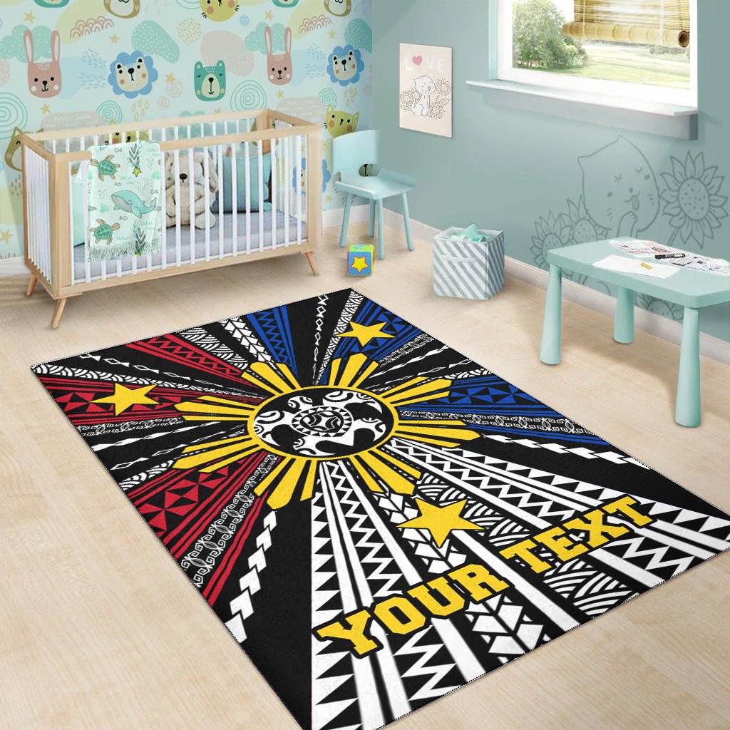 Philippines Custom Personalized Area Rug - Philippines Turtle Flag