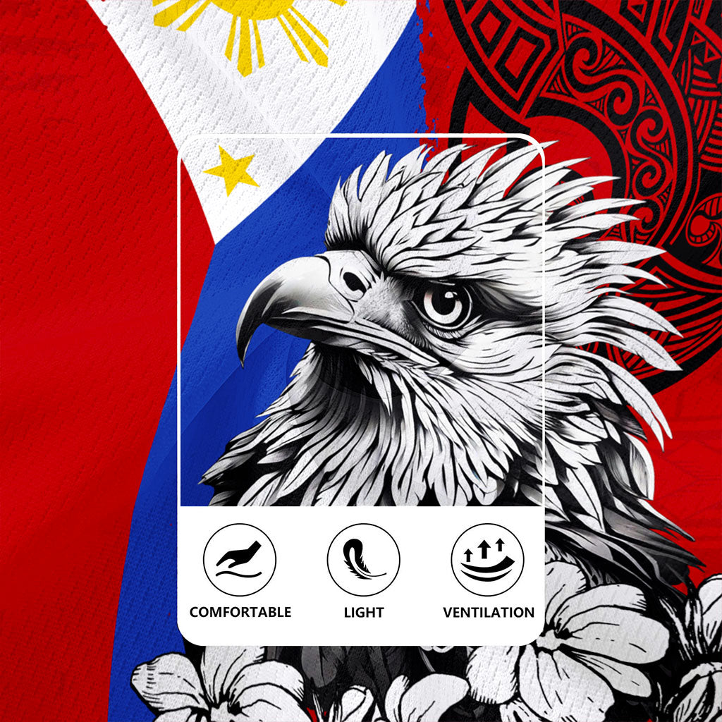Philippines Filipinos Rugby Jersey Tribal Tattoo Eagles With Sampaguita Flower
