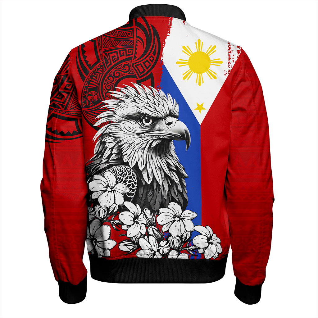 Philippines Filipinos Bomber Jacket Tribal Tattoo Eagles With Sampaguita Flower