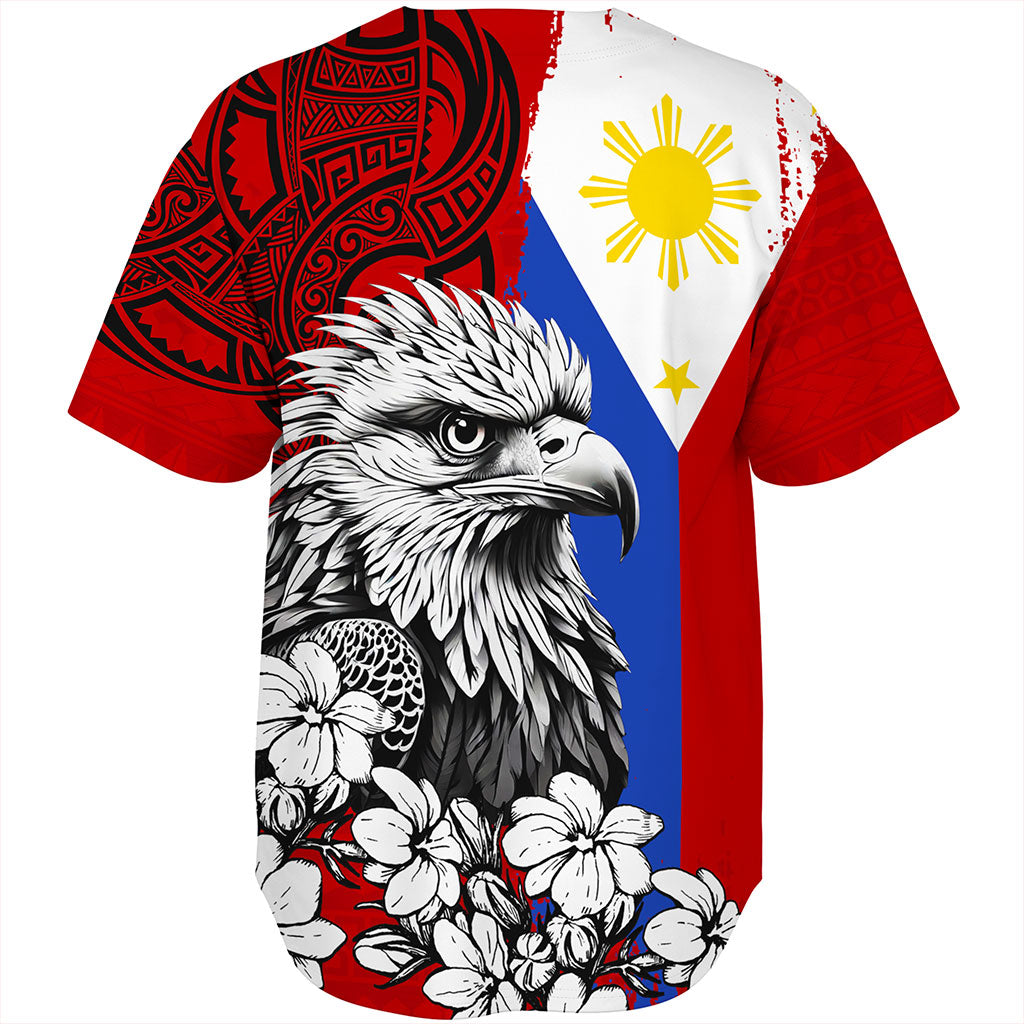 Philippines Filipinos Baseball Shirt Tribal Tattoo Eagles With Sampaguita Flower