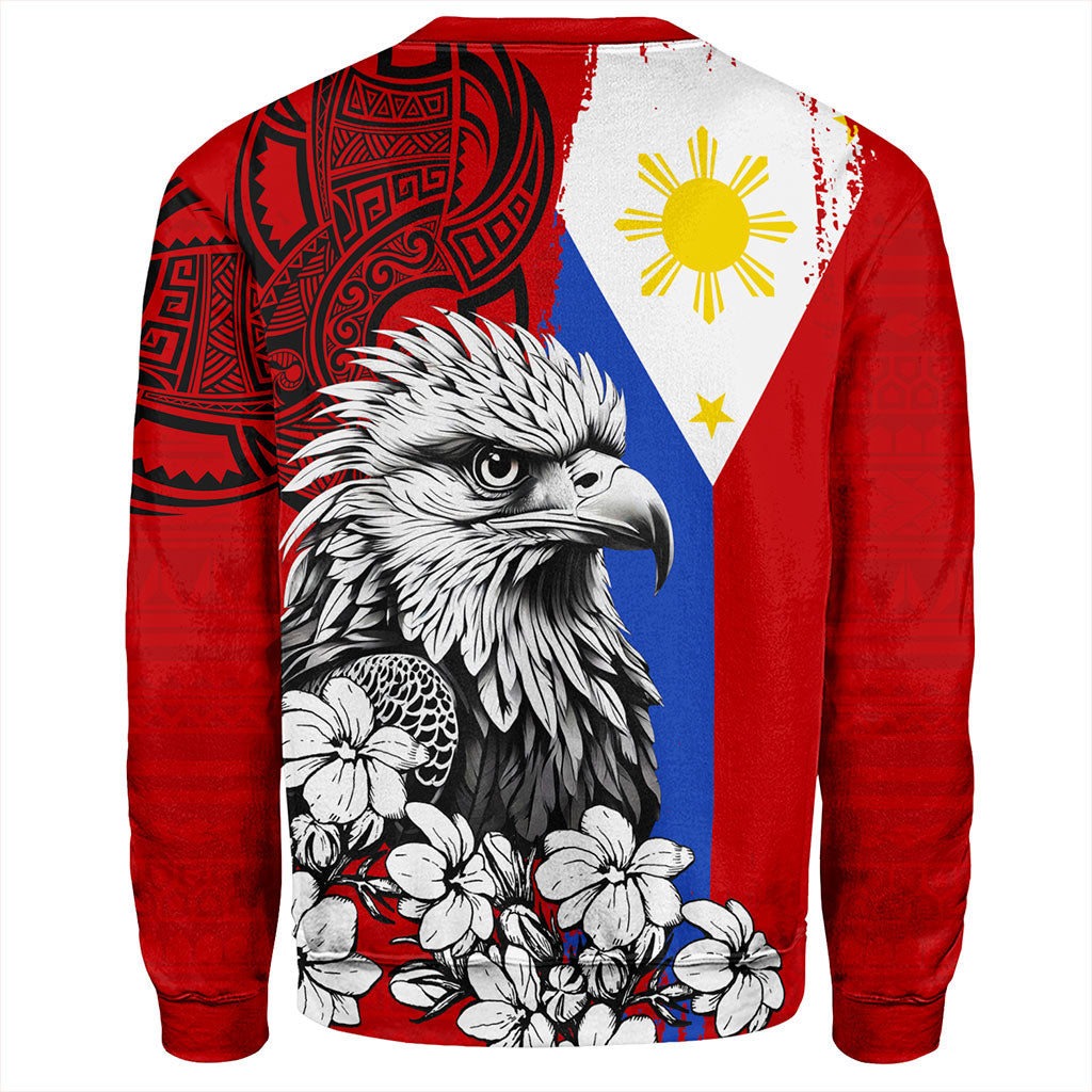 Philippines Filipinos Sweatshirt Tribal Tattoo Eagles With Sampaguita Flower