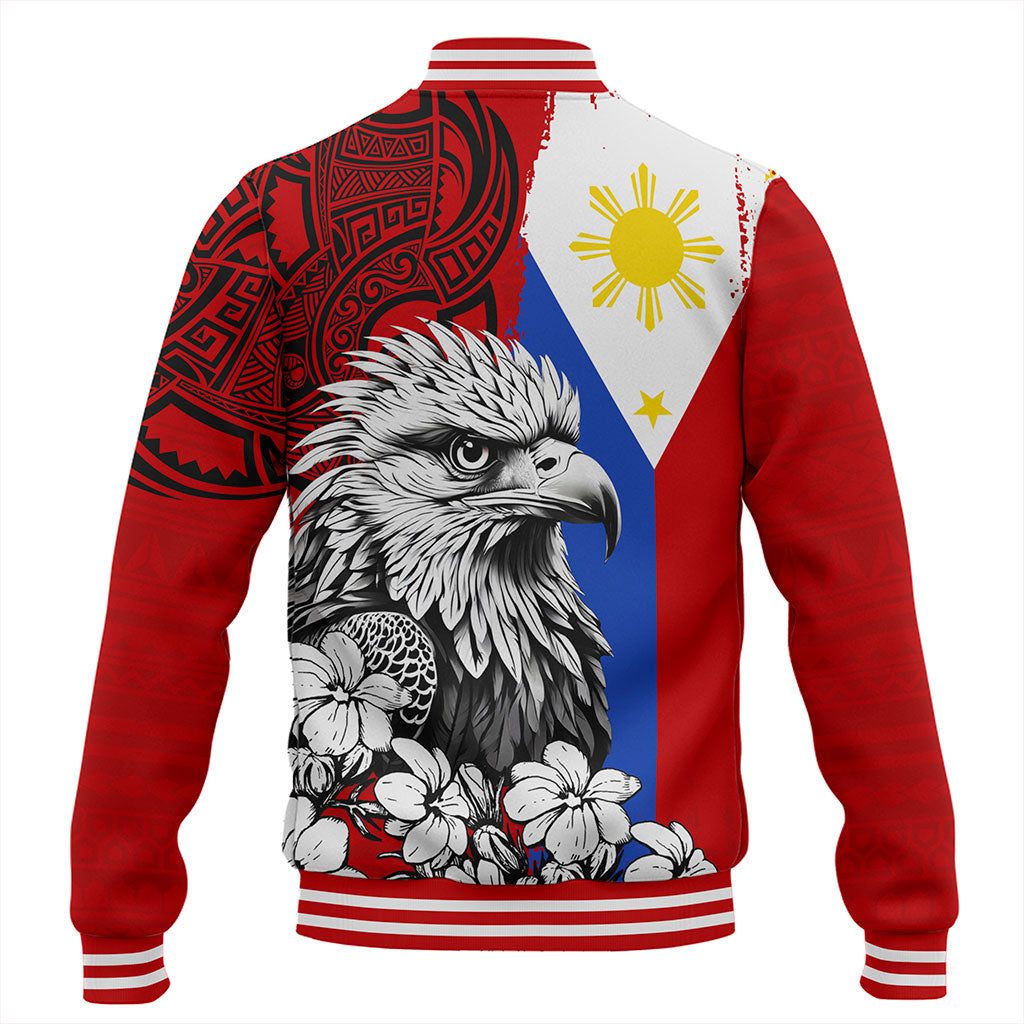 Philippines Filipinos Baseball Jacket Tribal Tattoo Eagles With Sampaguita Flower
