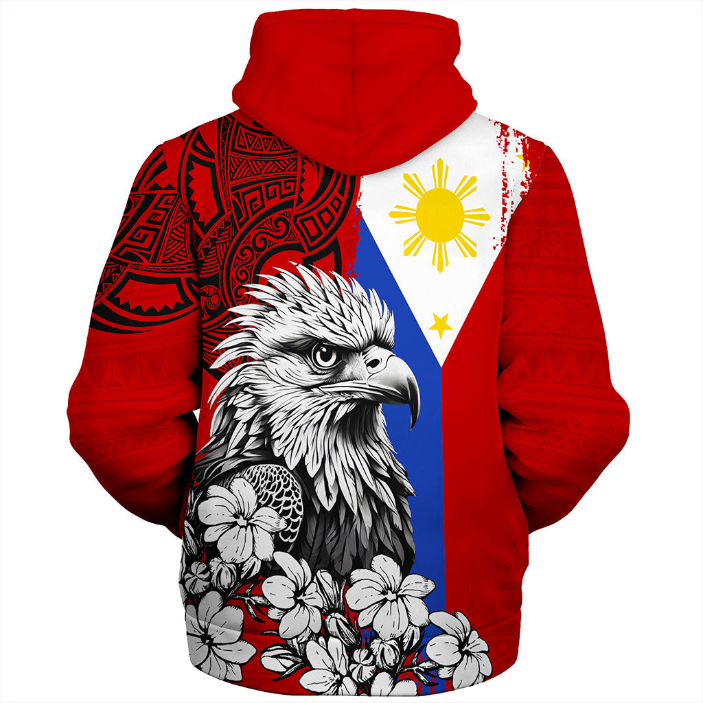 Philippines Filipinos Sherpa Hoodie Tribal Tattoo Eagles With Sampaguita Flower