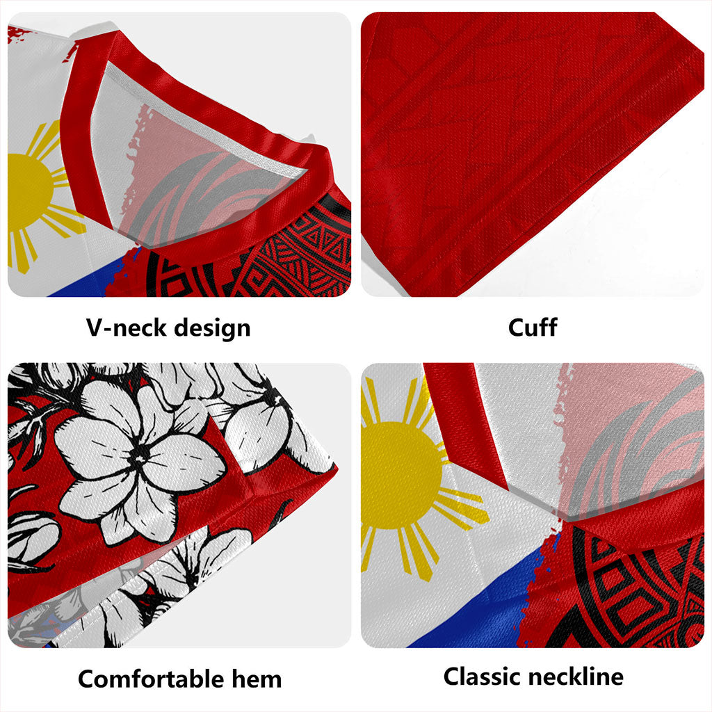 Philippines Filipinos Rugby Jersey Tribal Tattoo Eagles With Sampaguita Flower