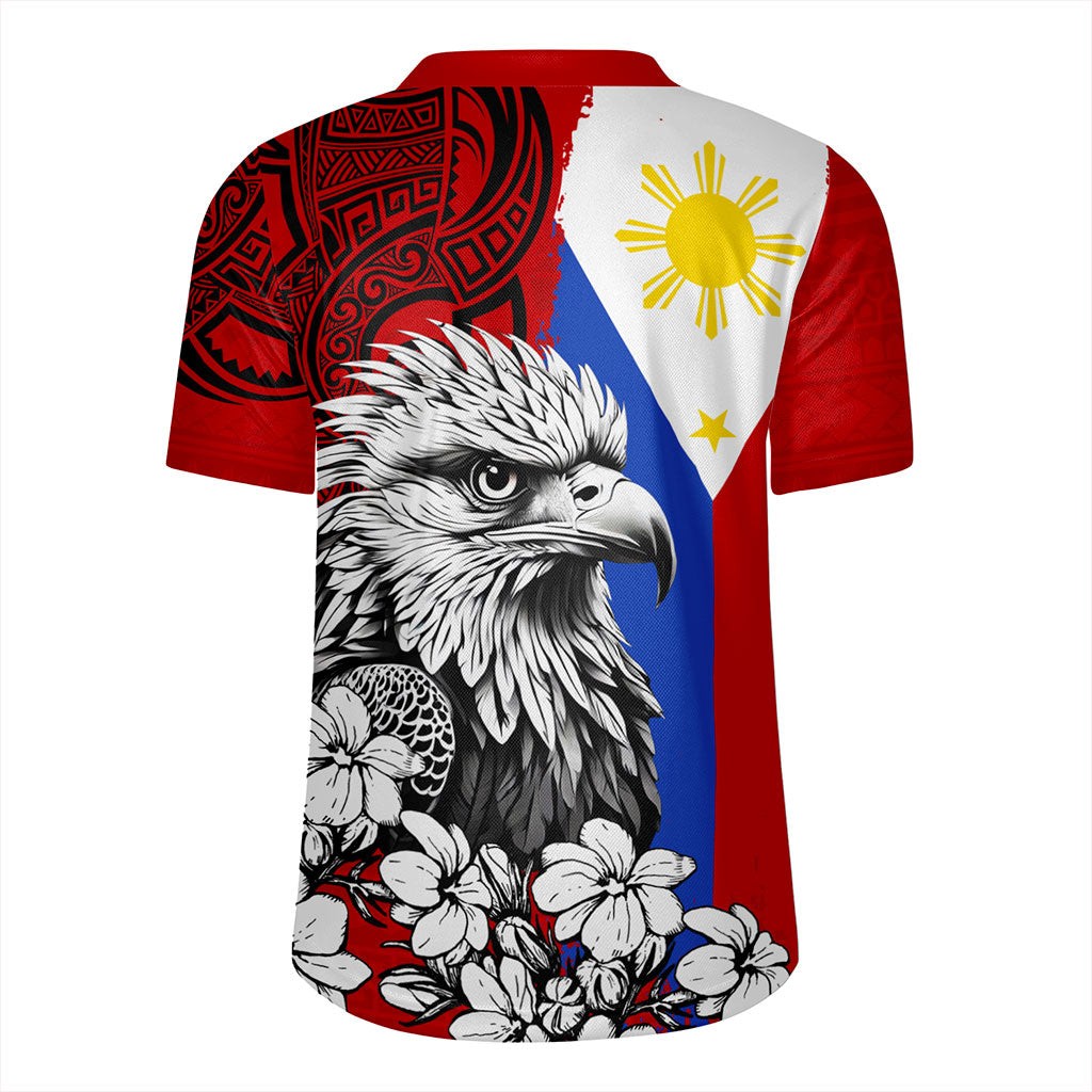 Philippines Filipinos Rugby Jersey Tribal Tattoo Eagles With Sampaguita Flower
