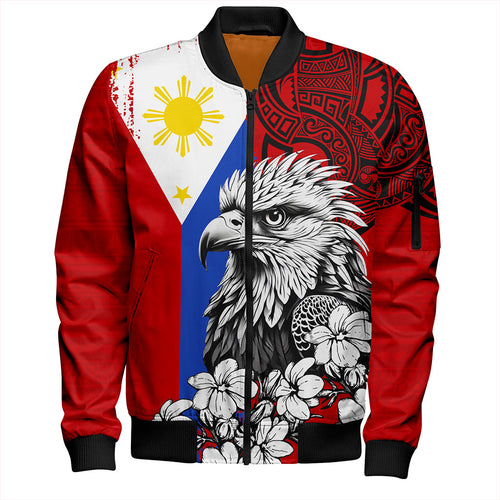 Philippines Filipinos Bomber Jacket Tribal Tattoo Eagles With Sampaguita Flower