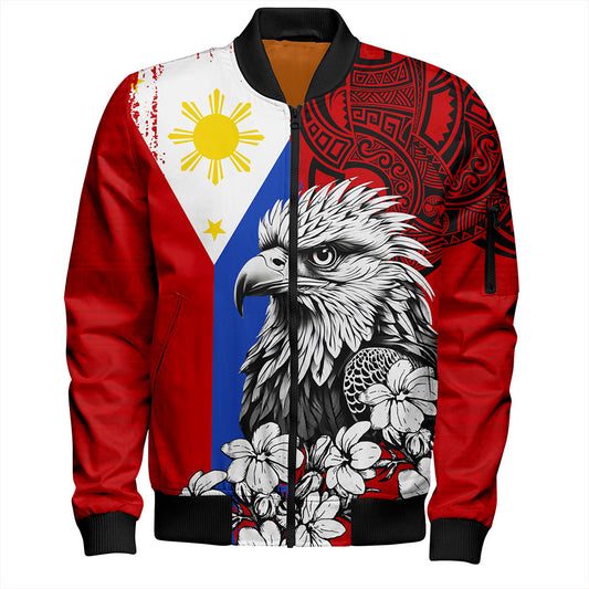 Philippines Filipinos Bomber Jacket Tribal Tattoo Eagles With Sampaguita Flower