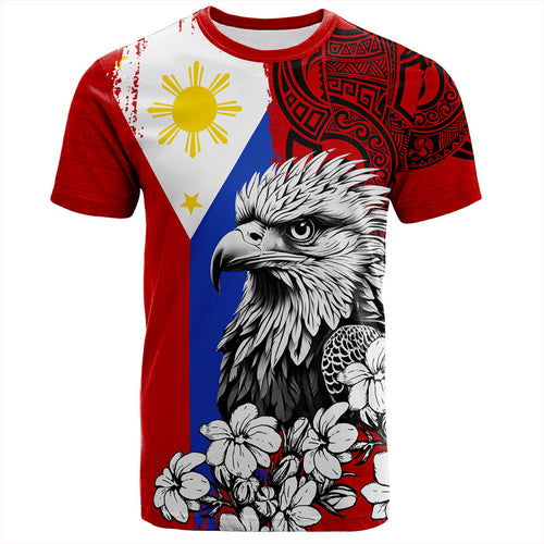 Philippines Filipinos T-Shirt Tribal Tattoo Eagles With Sampaguita Flower