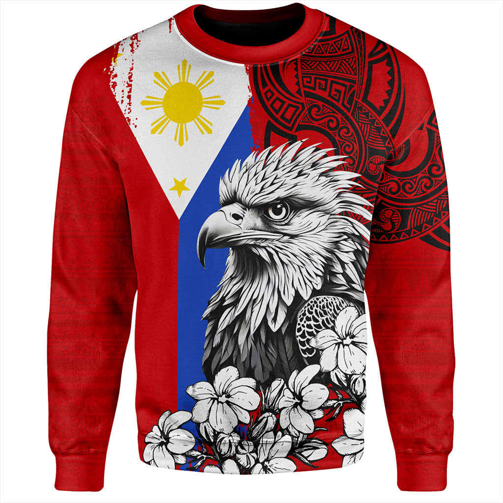 Philippines Filipinos Sweatshirt Tribal Tattoo Eagles With Sampaguita Flower