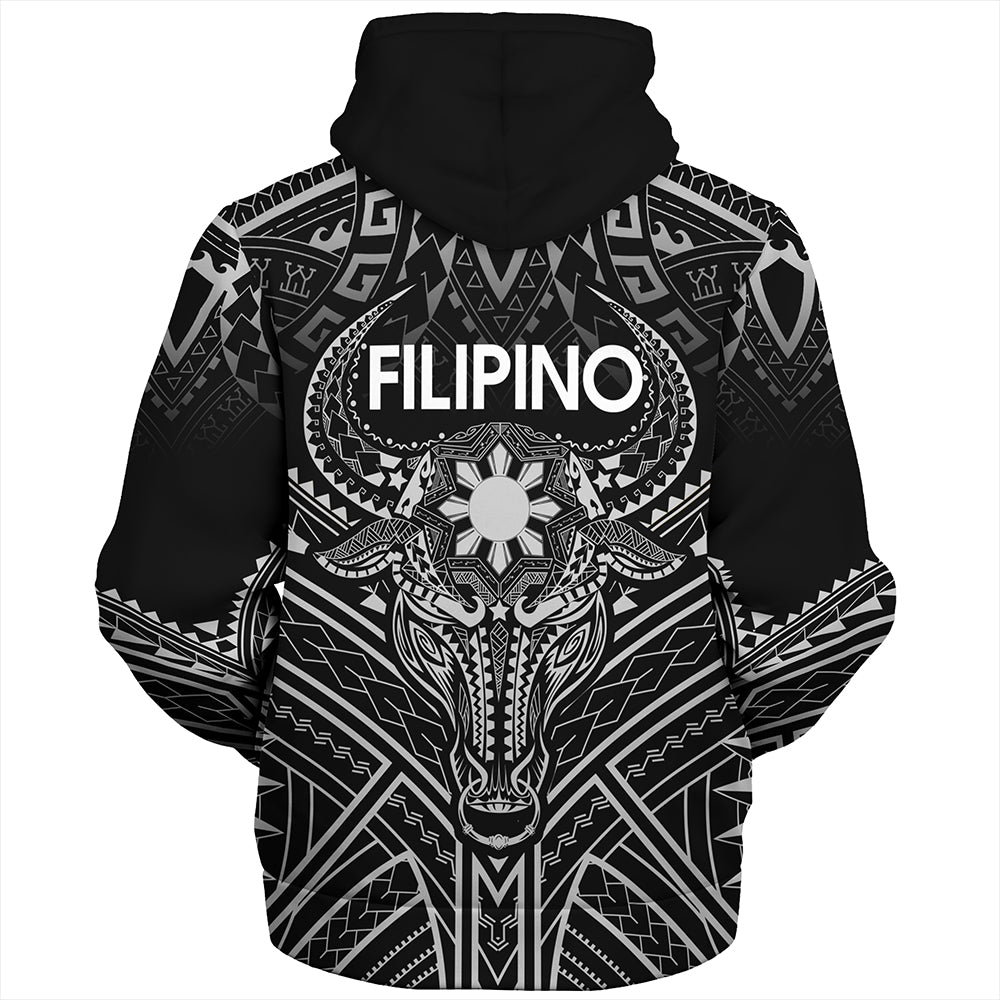 Philippines Filipinos Sherpa Hoodie Tribal Koner Water Buffalo Tattoo White