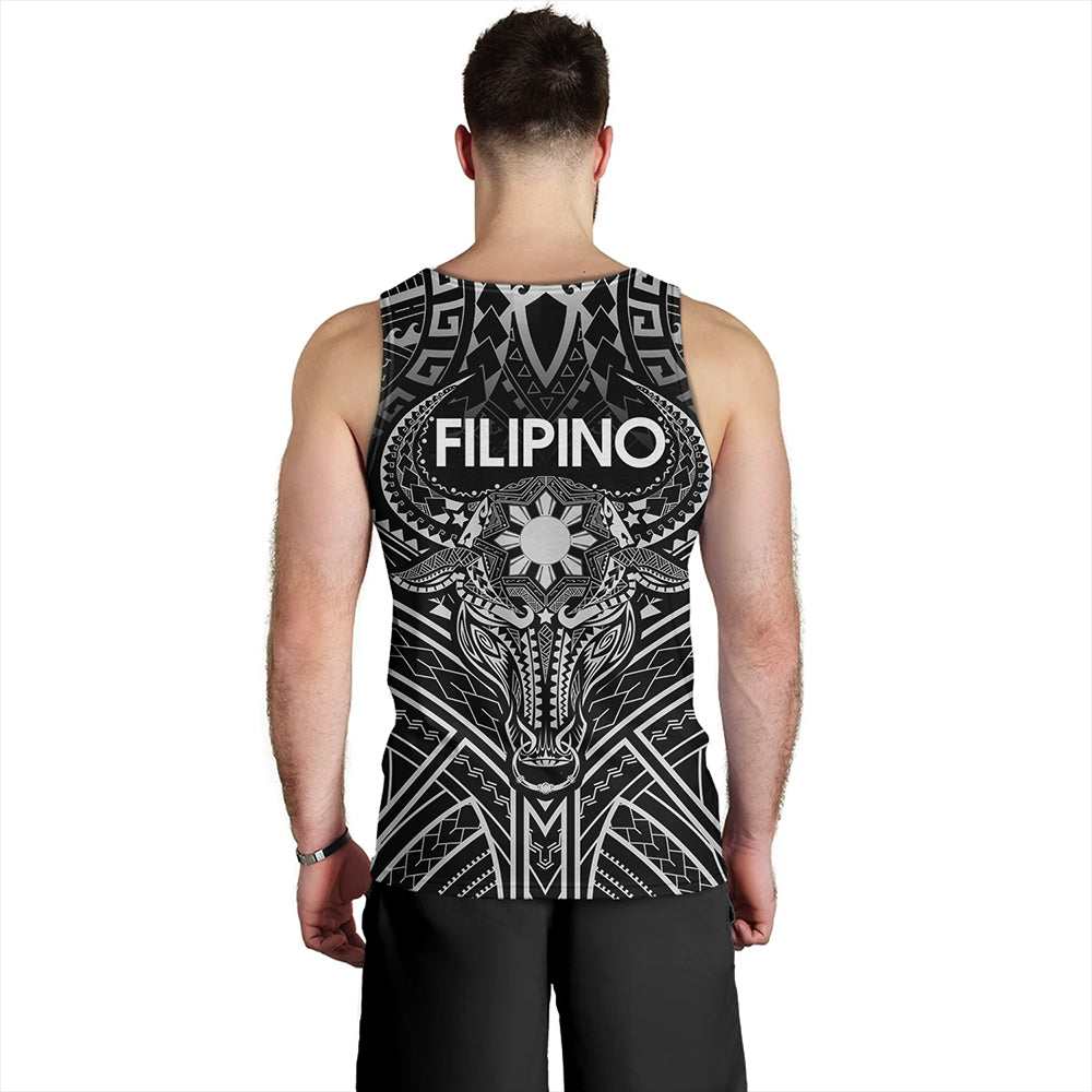 Philippines Filipinos Tank Top Tribal Koner Water Buffalo Tattoo White