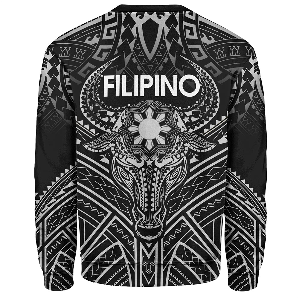 Philippines Filipinos Sweatshirt Tribal Koner Water Buffalo Tattoo White