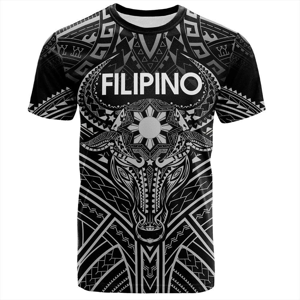Philippines Filipinos T-Shirt Tribal Koner Water Buffalo Tattoo White