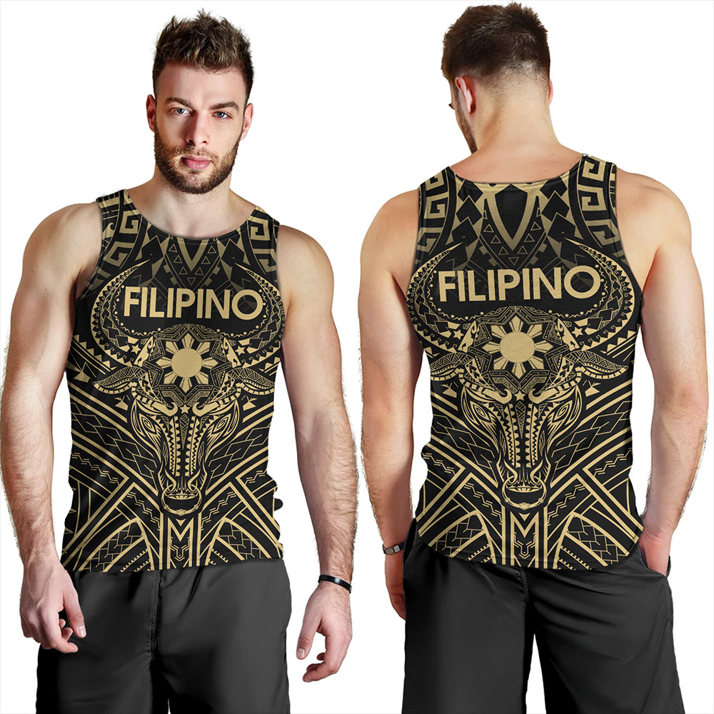 Philippines Filipinos Tank Top Tribal Koner Water Buffalo Tattoo Gold