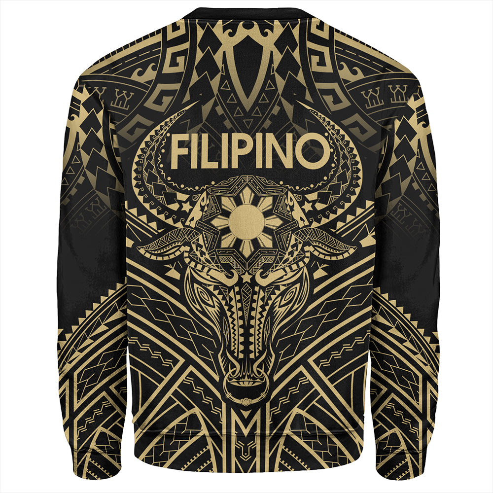 Philippines Filipinos Sweatshirt Tribal Koner Water Buffalo Tattoo Gold