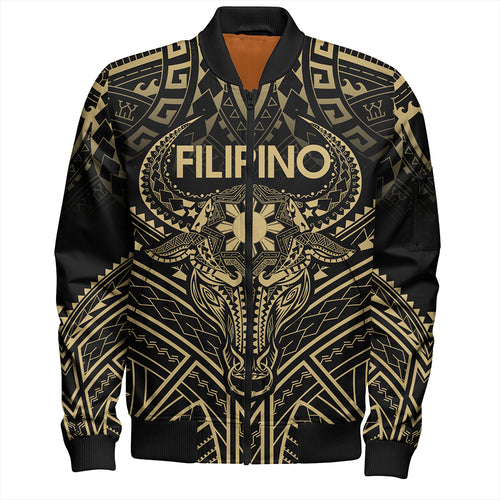Philippines Filipinos Bomber Jacket Tribal Koner Water Buffalo Tattoo Gold