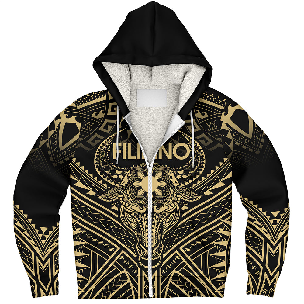 Philippines Filipinos Sherpa Hoodie Tribal Koner Water Buffalo Tattoo Gold