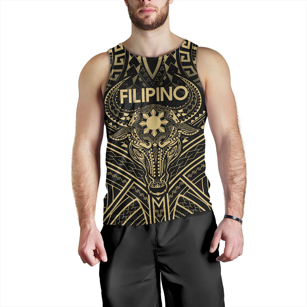 Philippines Filipinos Tank Top Tribal Koner Water Buffalo Tattoo Gold