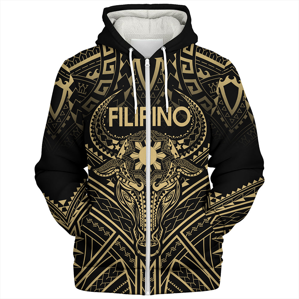 Philippines Filipinos Sherpa Hoodie Tribal Koner Water Buffalo Tattoo Gold
