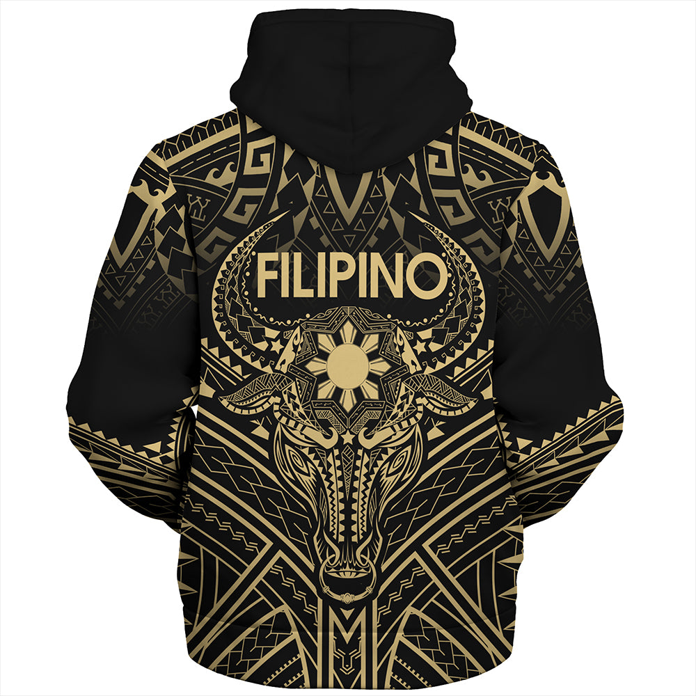 Philippines Filipinos Sherpa Hoodie Tribal Koner Water Buffalo Tattoo Gold