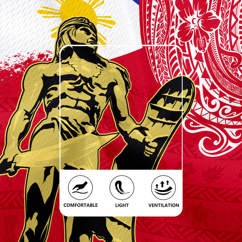 Philippines Filipinos Rugby Jersey Tribal Polynesia Flag With Lapu Lapu