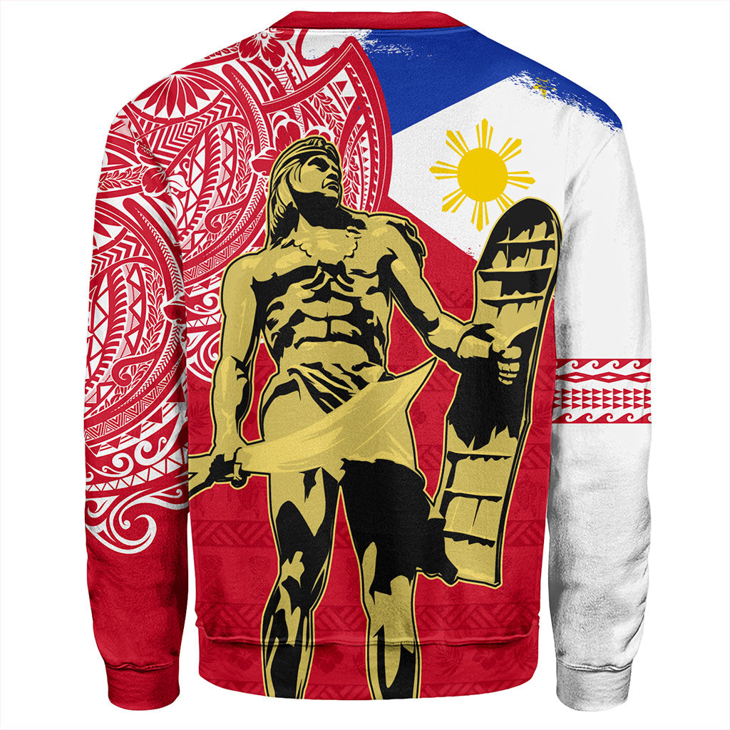 Philippines Filipinos Sweatshirt Tribal Polynesia Flag With Lapu Lapu