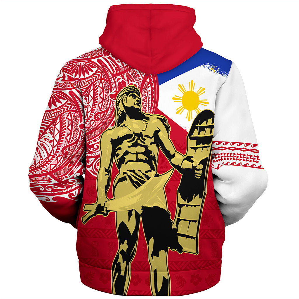 Philippines Filipinos Sherpa Hoodie Tribal Polynesia Flag With Lapu Lapu
