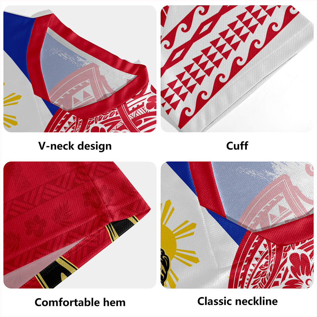 Philippines Filipinos Rugby Jersey Tribal Polynesia Flag With Lapu Lapu