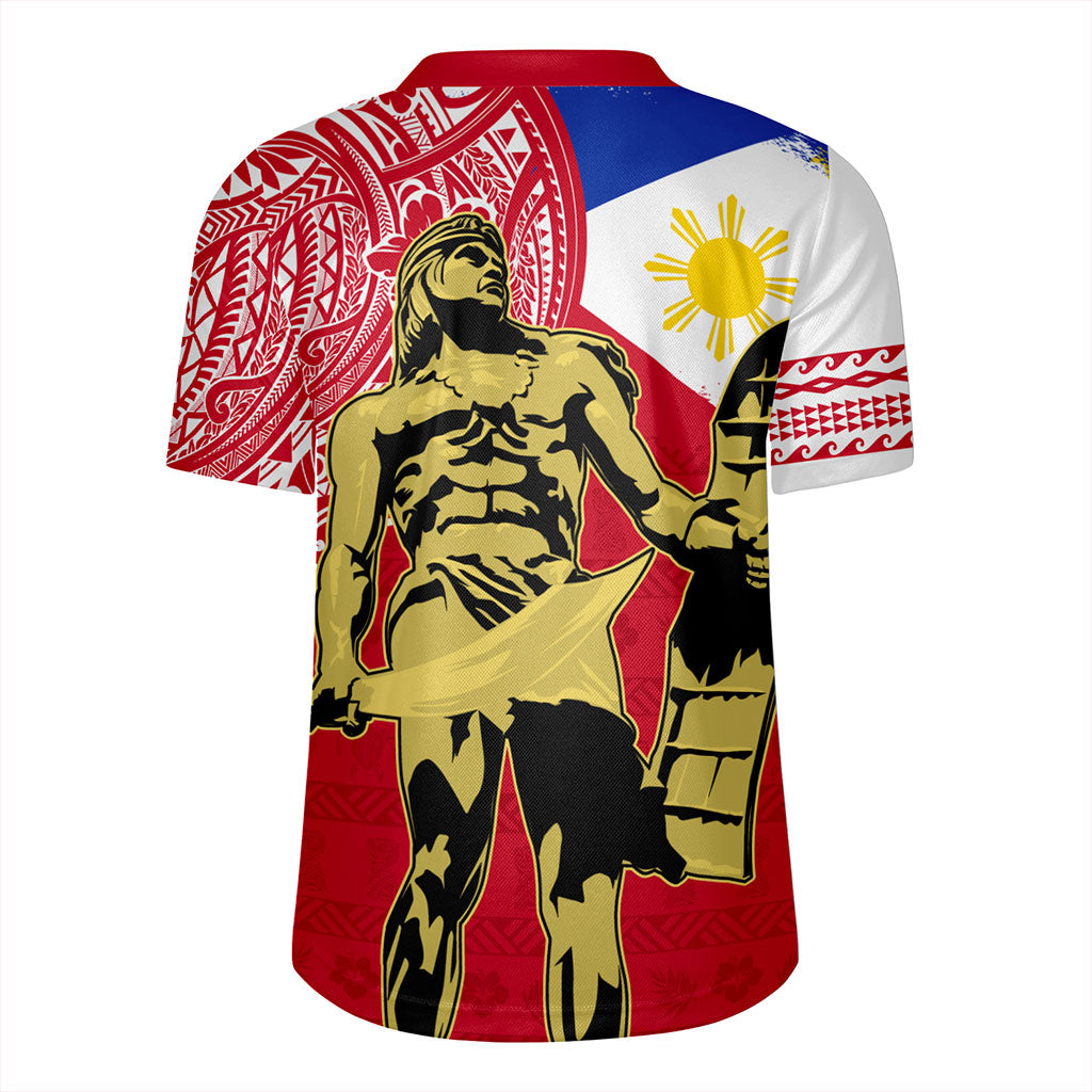 Philippines Filipinos Rugby Jersey Tribal Polynesia Flag With Lapu Lapu
