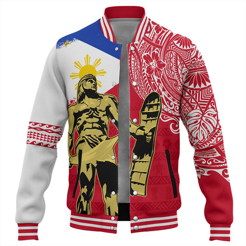 Philippines Filipinos Baseball Jacket Tribal Polynesia Flag With Lapu Lapu