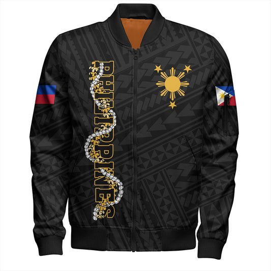 Philippines Filipinos Bomber Jacket Floral Puakenikeni Lei
