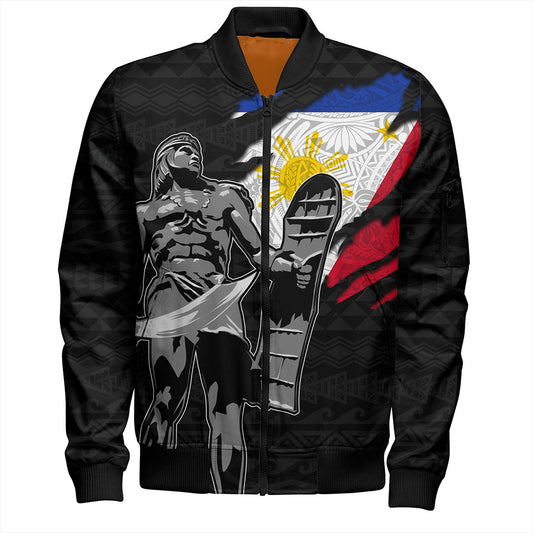 Philippines Filipinos Bomber Jacket Tribal Polynesia Lapu Lapu Crack Style