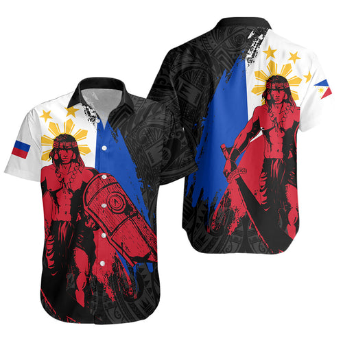 Philippines Filipinos Short Sleeve Shirt Lapu Lapu Warrior Style Flag