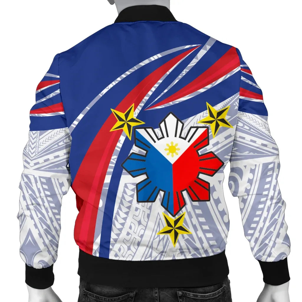 Philippines Bomber Jacket - Polynesian Pattern With Flag