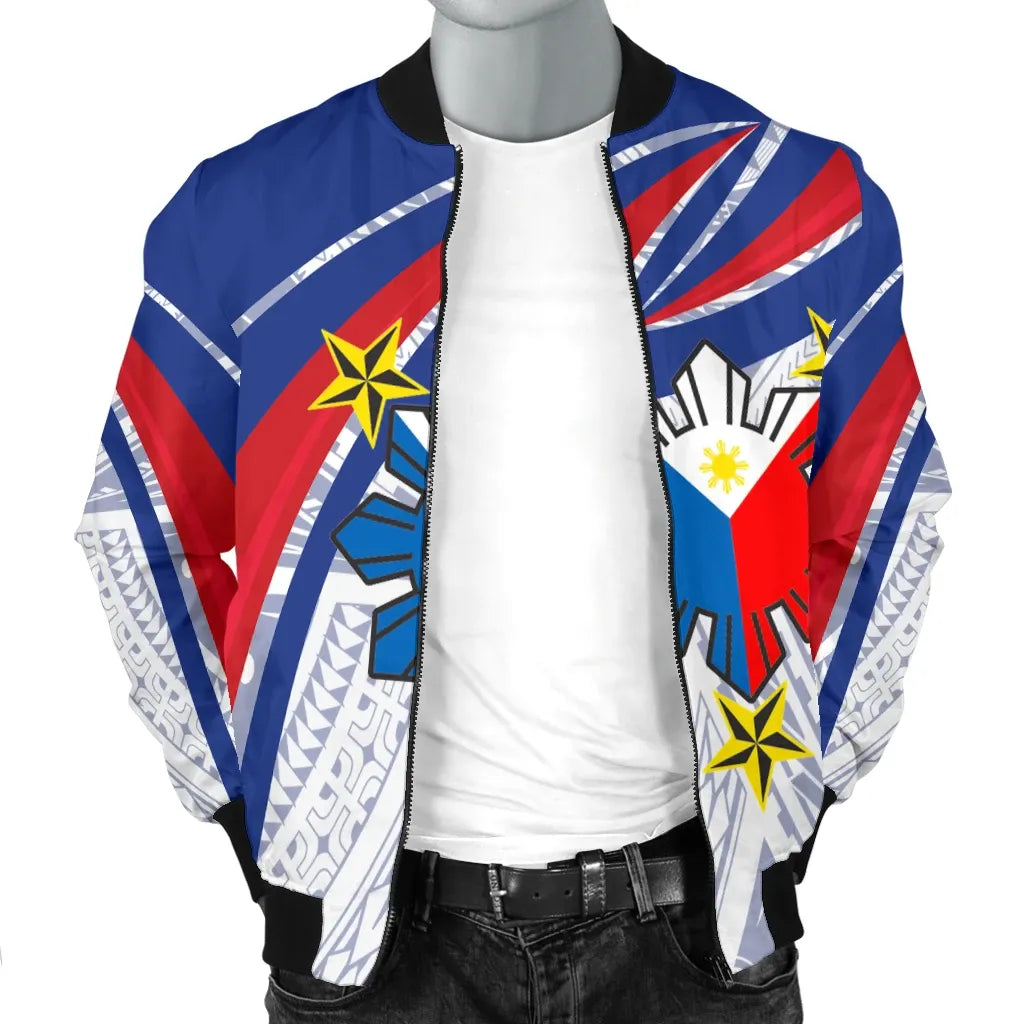 Philippines Bomber Jacket - Polynesian Pattern With Flag