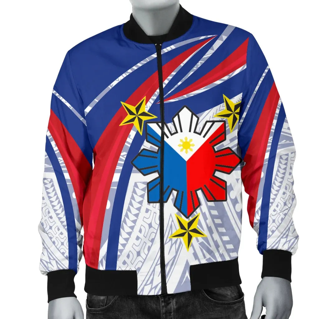 Philippines Bomber Jacket - Polynesian Pattern With Flag