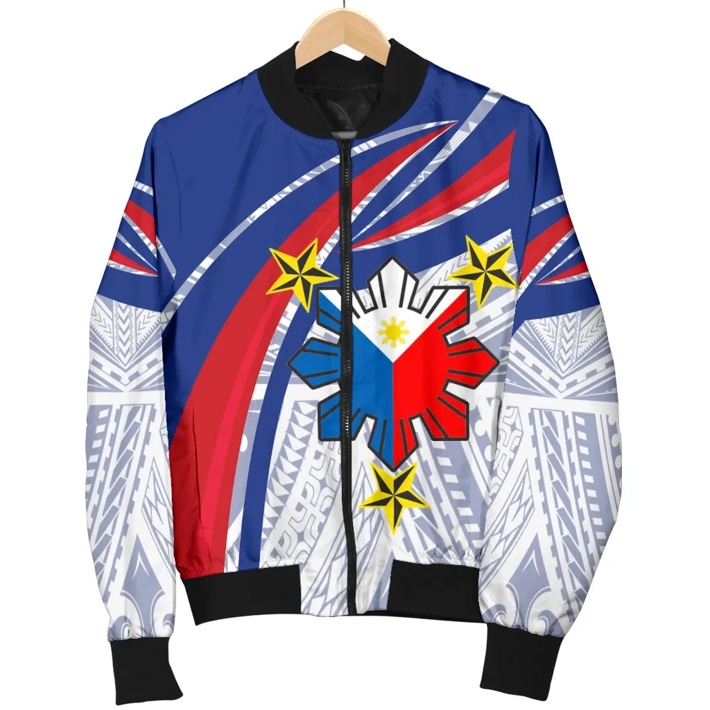 Philippines Bomber Jacket - Polynesian Pattern With Flag