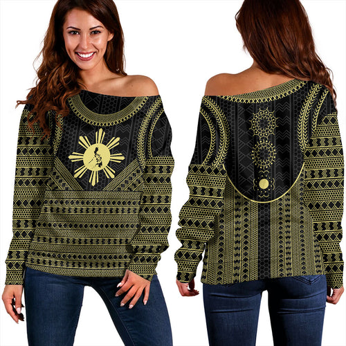 Philippines Filipinos Off Shoulder Sweatshirt Tribal Pattern Traditional Style