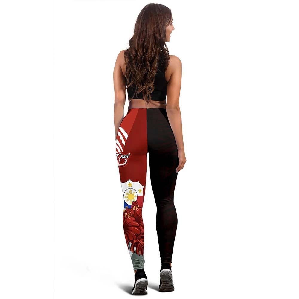 Philippines Polynesian Custom Personalised Legging  - Coat Of Arm With Hibiscus