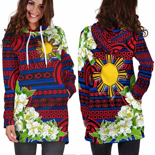 Philippines Polynesian Hoodie Dress - Jasmine Flower Style