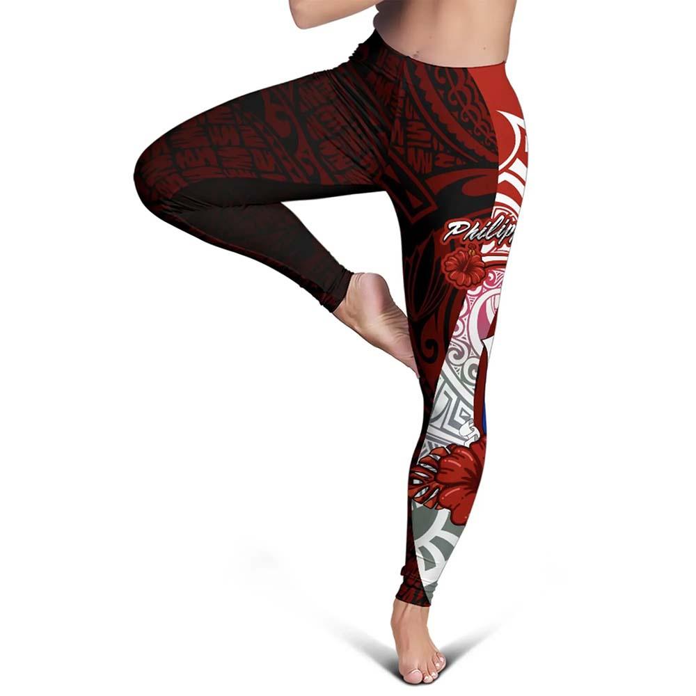Philippines Polynesian Legging  - Coat Of Arm With Hibiscus