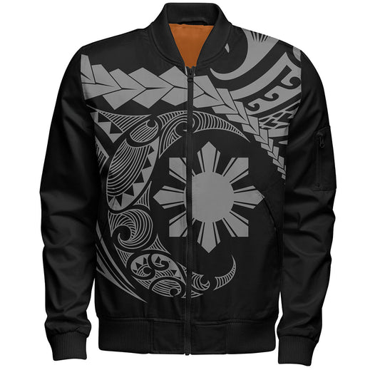 Philippines Filipinos Bomber Jacket Polynesian Tribal Half Circle