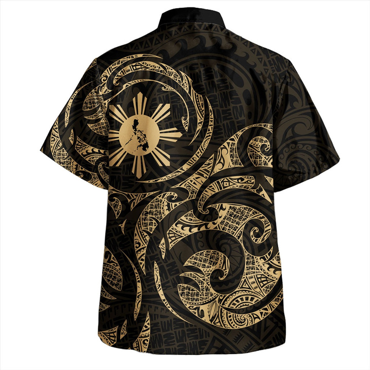 Philippines Filipinos Hawaiian Shirt Polynesian Tribal Pattern Simple Style Gold